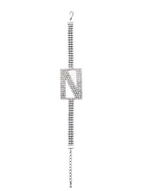 Retrofête Silver Crystal Letter N Bracelet Rhinestone NWT